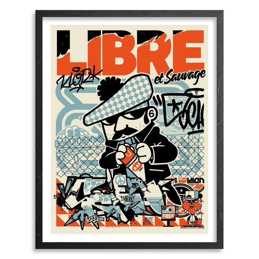 Art Print Libre Et Sauvage Orange And Blue - 123klan 123klan graffiti art