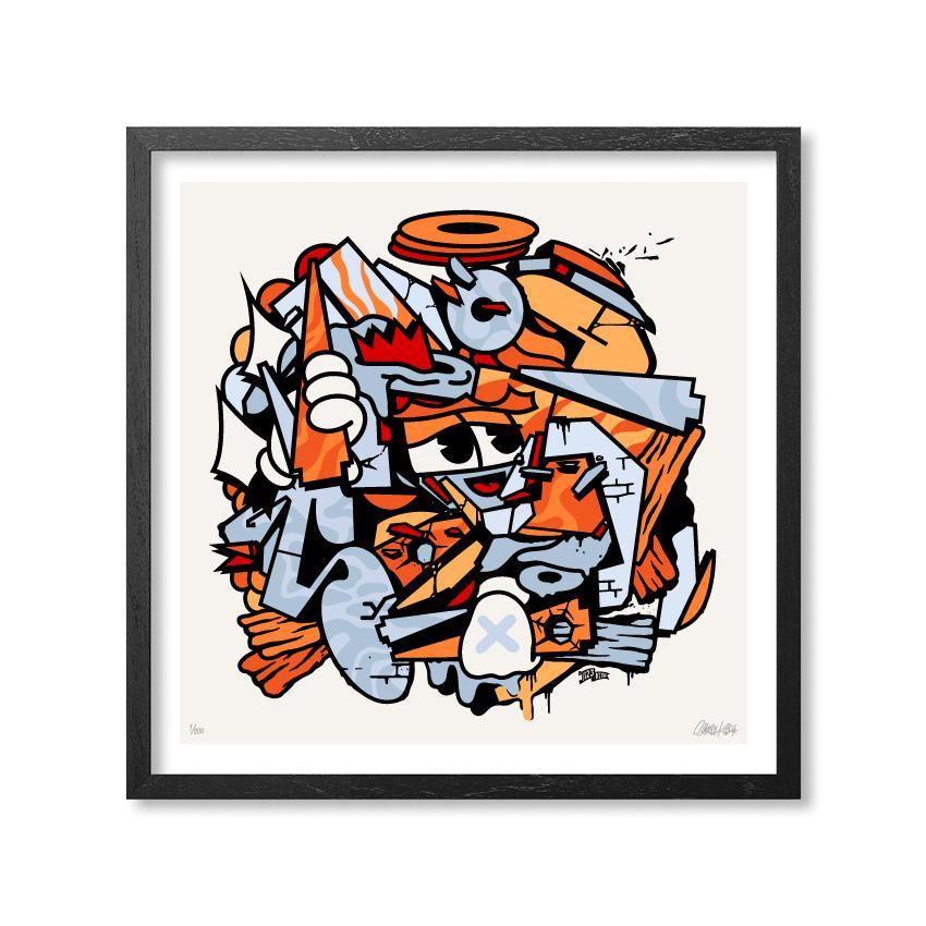 ART PRINT MIX MASH UP ORANGE - 123klan 123klan graffiti art