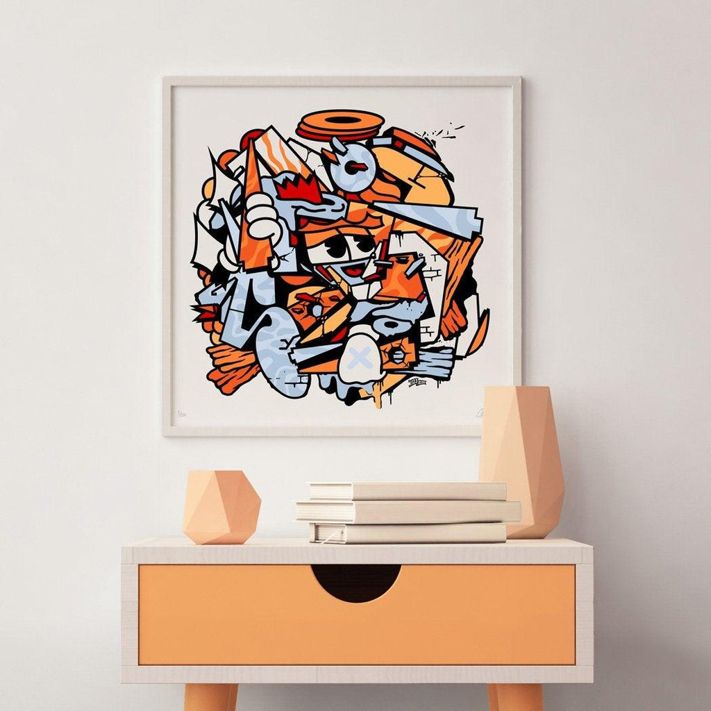 ART PRINT MIX MASH UP ORANGE - 123klan 123klan graffiti art