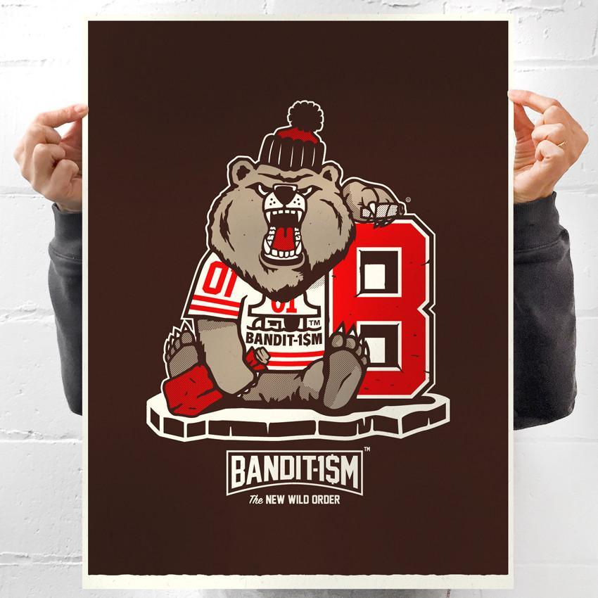 ART PRINT NEW WILD ORDER - BEAR MASCOT - 123klan 123klan graffiti art