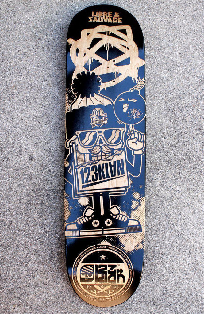 "Libre et Sauvage"  123KLAN Collector Skateboard - 123klan 123klan graffiti art