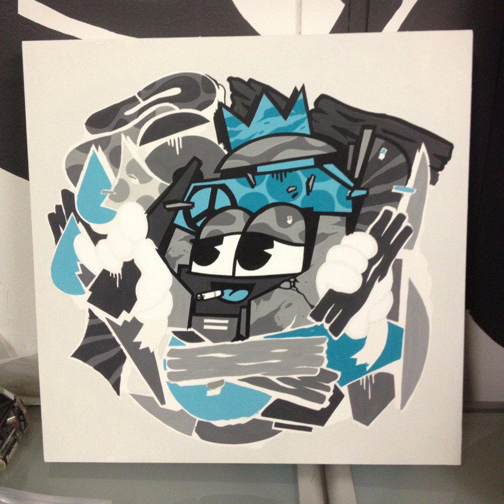 " Mix Mash Up Blue Baby " 16 x 16" - 123klan 123klan graffiti art