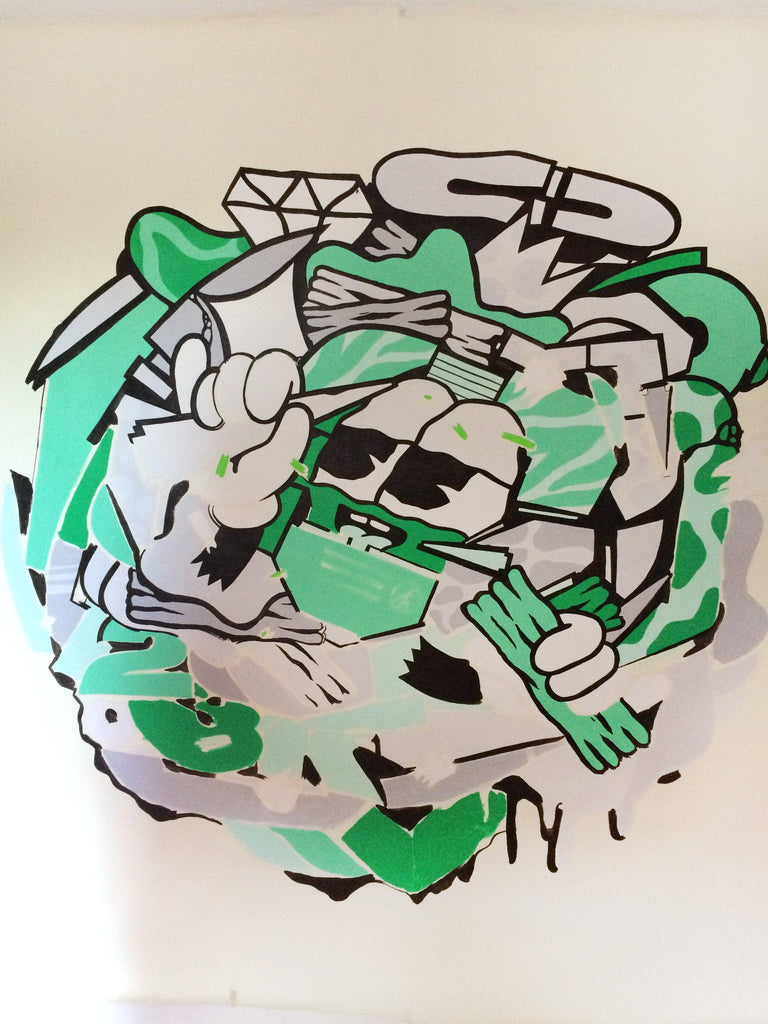 " Mix Mash Up Green " 60 x 60" - 123klan 123klan graffiti art