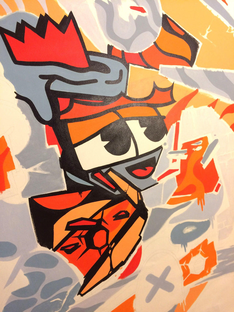 " Mix Mash Up Orange " 60 x 60" - 123klan 123klan graffiti art