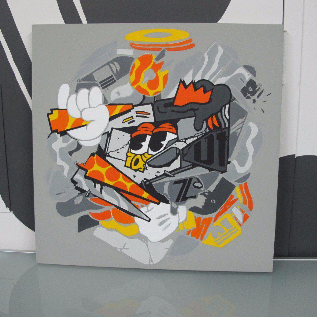 " Mix Mash Up Orange Safran  " 24 x 24" - 123klan 123klan graffiti art