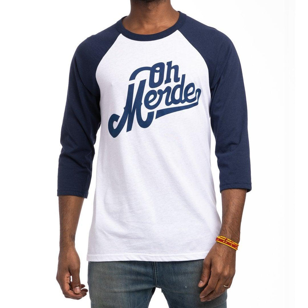 OH MERDE NAVY BASEBALL TEE - 123klan 123klan graffiti art