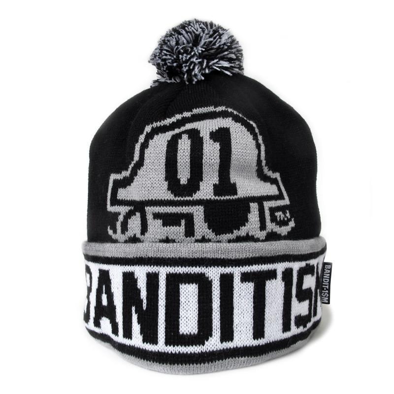 POM BEANIE BANDIT1SM BLACK AND GREY - 123klan 123klan graffiti art