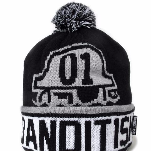 POM BEANIE BANDIT1SM BLACK AND GREY - 123klan 123klan graffiti art