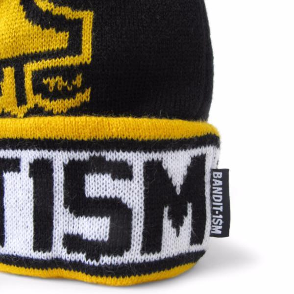 POM BEANIE BANDIT1SM BLACK & YELLOW - 123klan 123klan graffiti art