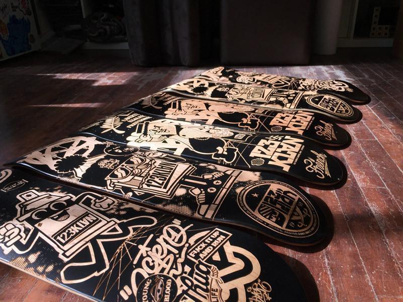 " Set of 3 Skateboard "edition of 3 - 123klan 123klan graffiti art